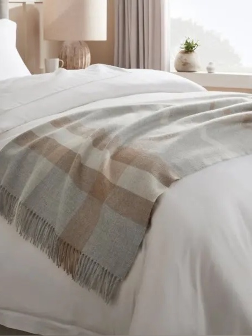 Boll & Branch Alpaca Plaid Throw Blanket 50"L x 72"W
